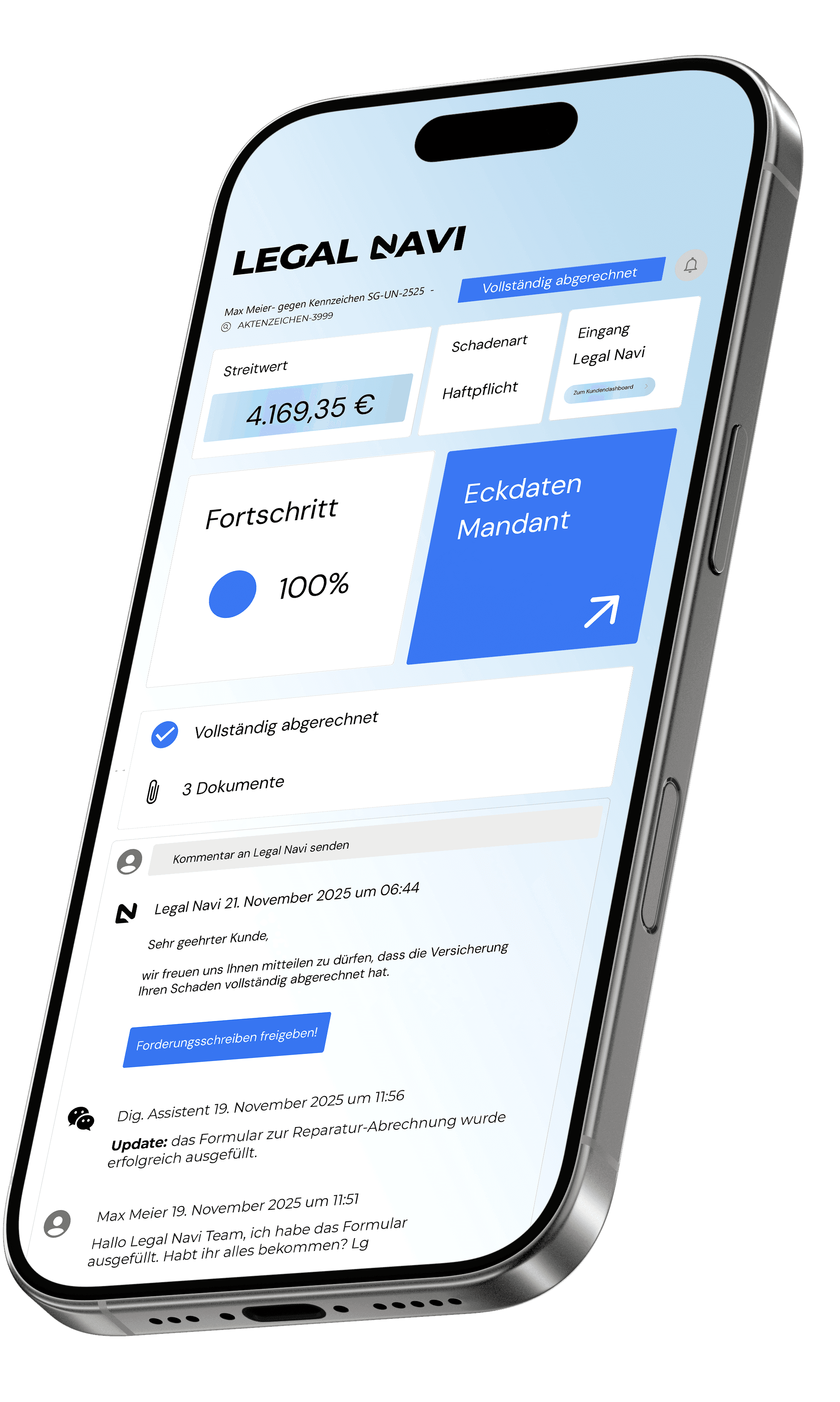 Legal Navi Ansicht auf einem iPhone